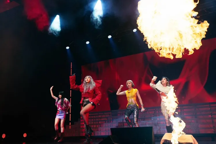 2NE1出道15周年巡迴演唱會上周末從首爾起跑，台下星光熠熠，堪稱是「藝人的藝人」。翻攝YG娛樂