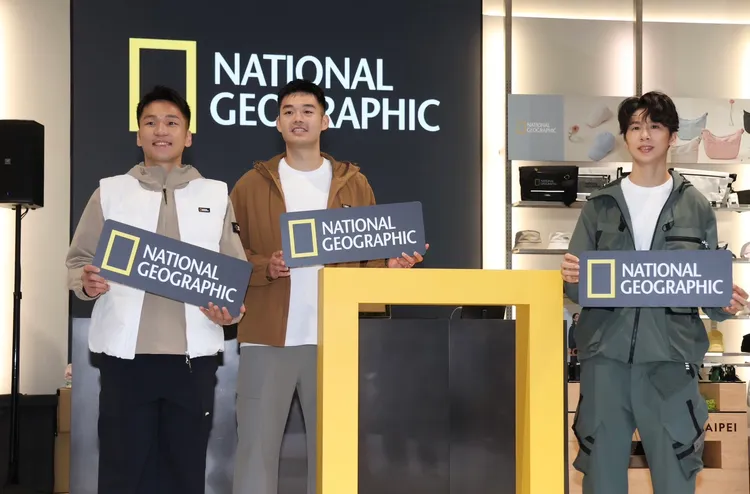 李洋（左起）、王齊麟、林郁婷換上國家地理秋冬新品。莊宗達攝