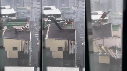 誇張影片|高雄鐵皮屋頂又被山陀兒吹飛 網:麻煩不要再蓋了