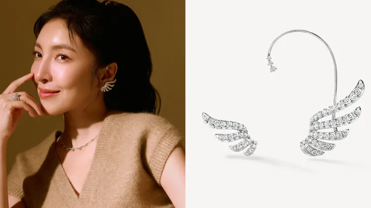 VELA白K金法式鑲嵌鑽石耳環，鑽石總重約4.50克拉，78萬2000元。品牌提供