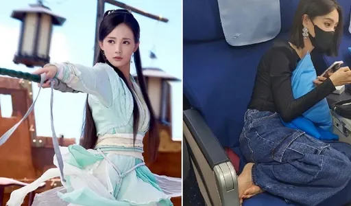 「最美黃蓉」搭機光腳丫蹭座椅 挨批沒公德心不衛生