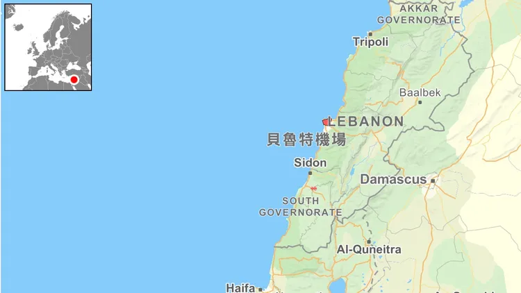 貝魯特機場位置。自製地圖