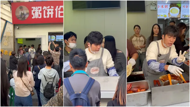 粥餅倫灌餅店外大排長龍。翻攝Threads