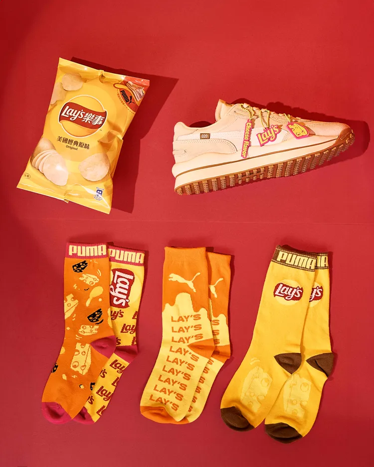 3款聯名襪子以樂事經典原味與香濃起司為靈感。品牌提供