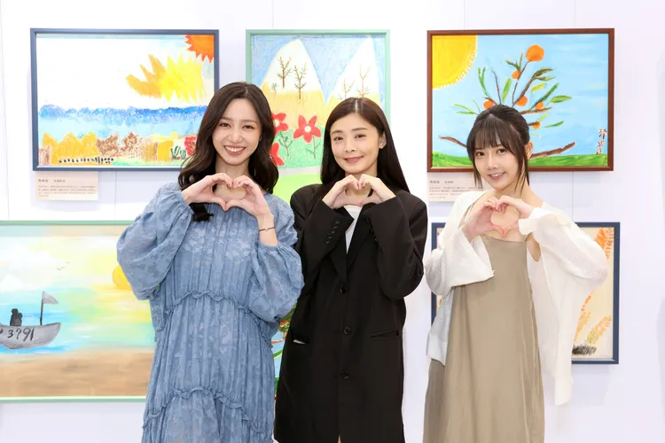 張菁菁（左起 ）、夏如芝、蔡衣宸愛心滿滿。天主教失智老人基金會提供