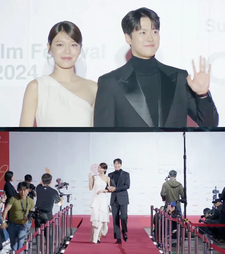 秀英（左）要孔明挽著她的手，角色互換，引起全場爆笑。翻攝YouTube