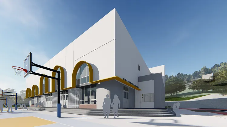 楊光國民中小學綜合活動中心完工示意圖。桃園市府提供