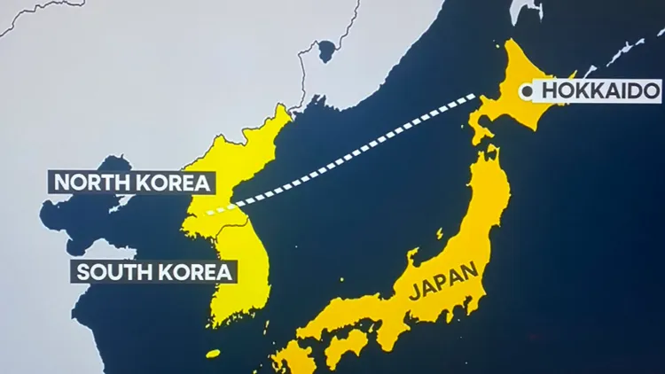 北韓ICBM射程，可直達北海道。翻攝自X@tparon