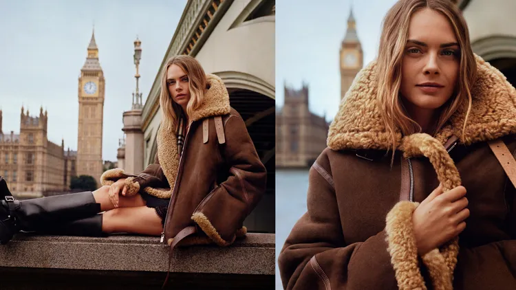 Cara Delevingne換上飛行員夾克。品牌提供