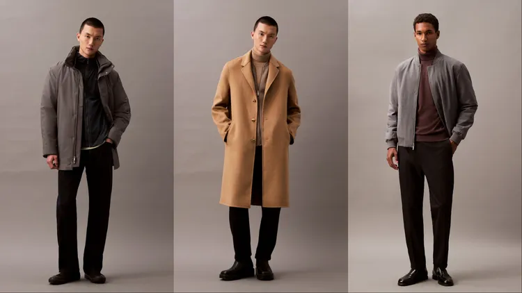 Calvin Klein中長版羽絨外套（左起）1萬4980元、羊毛混紡大衣2萬3880元、羊毛混紡雙面飛行員外套1萬4980元。品牌提供