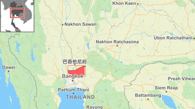 巴吞他尼府地理位置。自製地圖