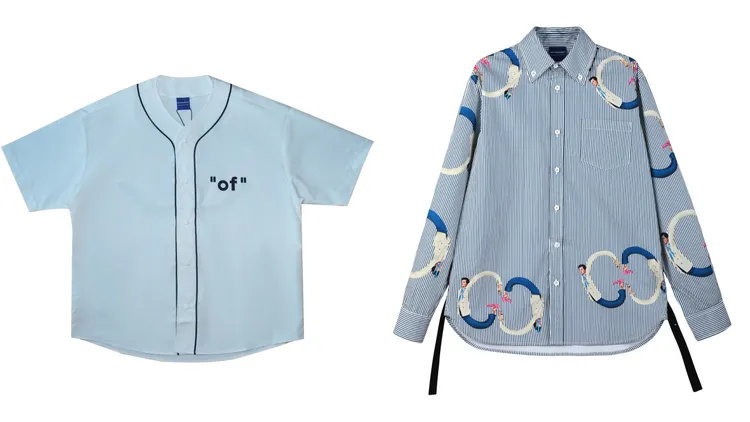 ORI FREDERIQO經典翻玩棒球衫（左）3939元、經典翻玩襯衫（右）4329元。品牌提供
