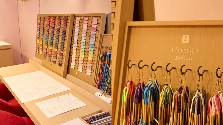 Repetto L'Atelier訂製鞋工坊有超過百款面料材質及個人化配飾可以搭配。品牌提供