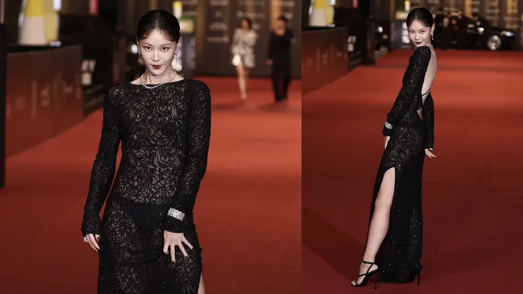 鍾瑶（右）只貼胸貼，露出丁字褲。彭欣偉攝