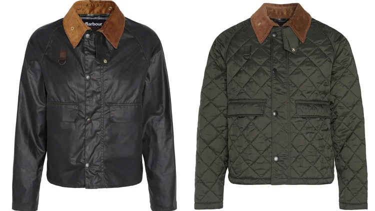 130周年Spey油布外套（左）1萬6800元、Spry絎縫外套（右）1萬4900元。品牌提供