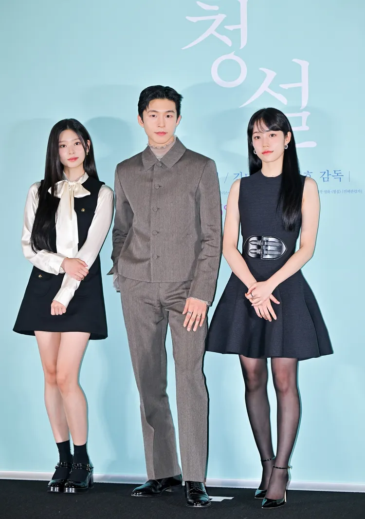 金珉周（左起）、紅炅、盧允瑞今出席《聽說》首爾試映會。翻攝OSEN