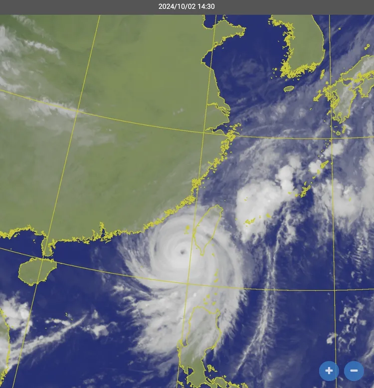 山陀兒颱風最新衛星雲圖。取自氣象署網站