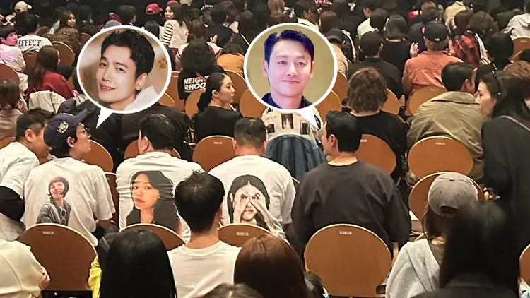 鄭敬淏（左）、金東旭飛到日本替秀英打氣。翻攝X（推特）