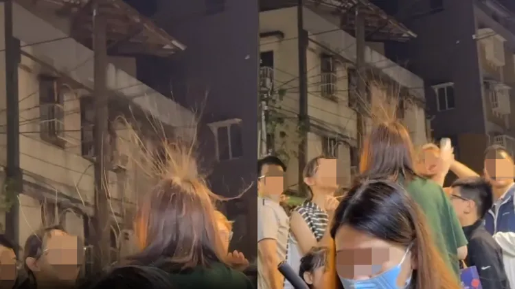 民眾集體「怒髮衝冠」，畫面罕見。翻攝threads／duh0406