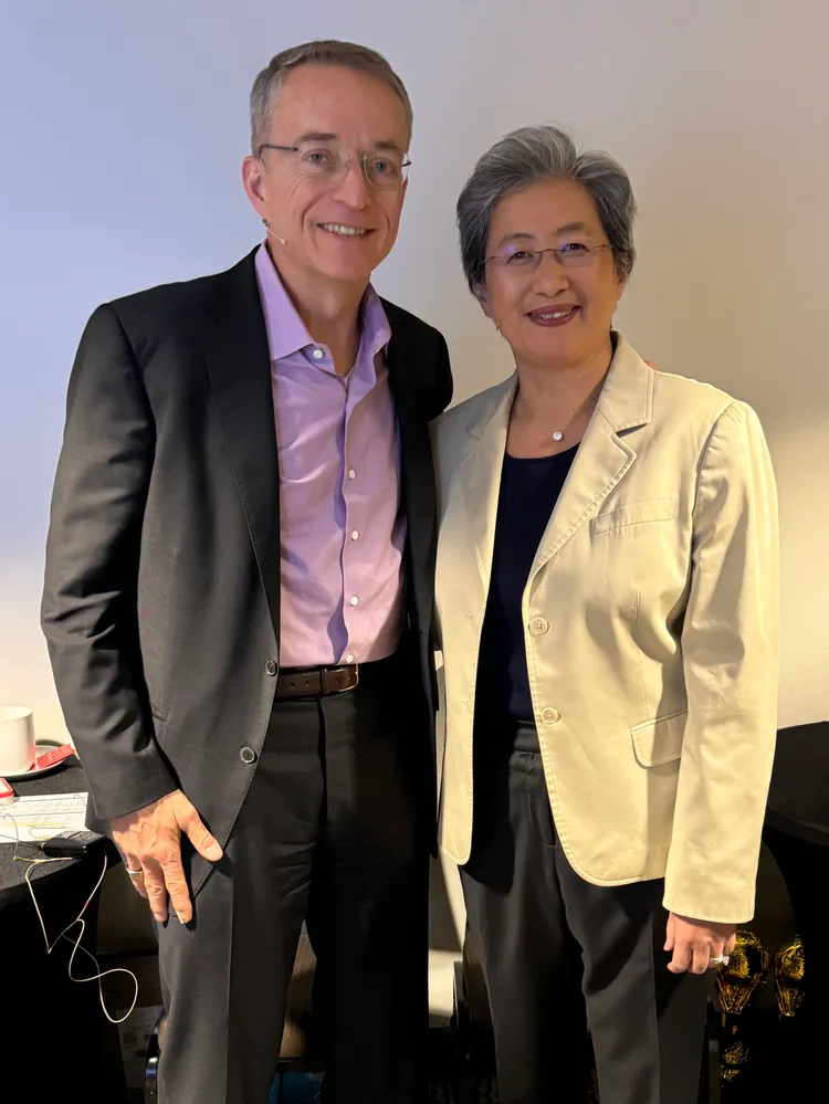 英特爾執行長Pat Gelsinger、AMD董事長暨執行長Lisa Su。英特爾提供