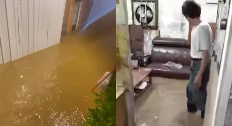 瑞芳淹水嚴重，民眾家灌入黃泥水。翻攝「爆料公社二社」臉書