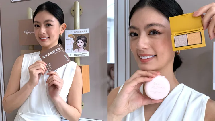 美妝屋內展示有品牌彩妝與底妝新品，並提供茶癒占卜服務，可找到命定的「茶系妝容」。張家玲攝