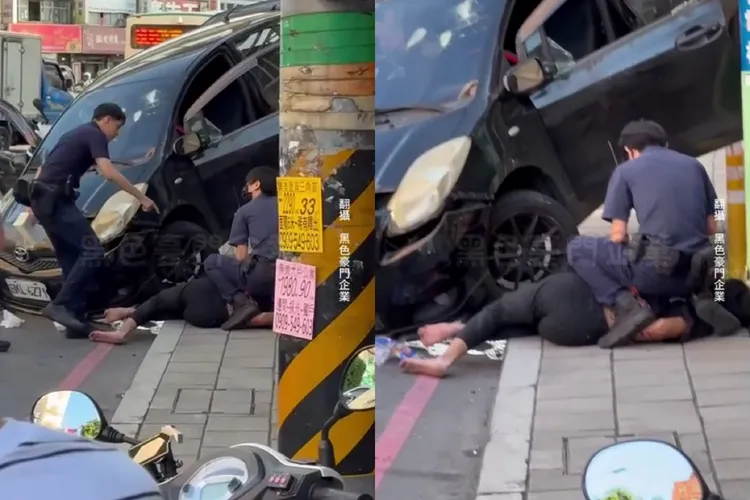 副駕駛座朱男腹部中彈，被送往醫院急救。翻攝畫面