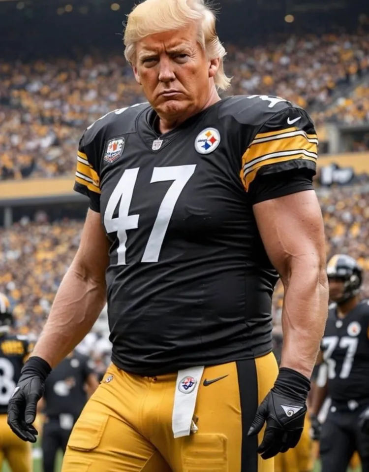 選前最後衝刺下，川普的聲量越來越高，此前更觀看一場美足賽引起觀眾歡呼。迷因圖。翻攝自X@ElonMuskAOC