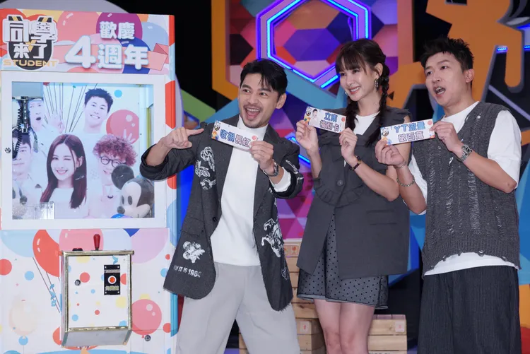 阿Ken（左）談好友納豆最新近況，右起為張立東、安心亞。彭欣偉攝