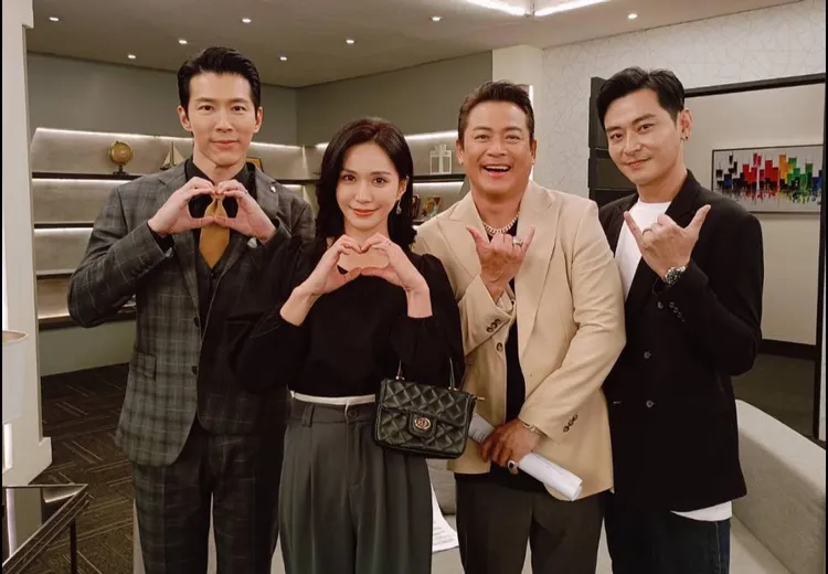 陳冠霖（左起）在三立《願望》角色吃重，他日前分享與江宏恩、許鈞鈞、黃少祺拍戲的花絮照。翻攝自陳冠霖臉書