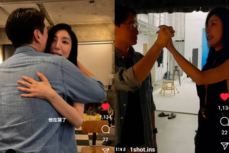 Ben一到公司看到老婆直接緊抱暴哭，其實典禮前Ben一直陪著楊謹華。翻攝自玩下娛樂影片