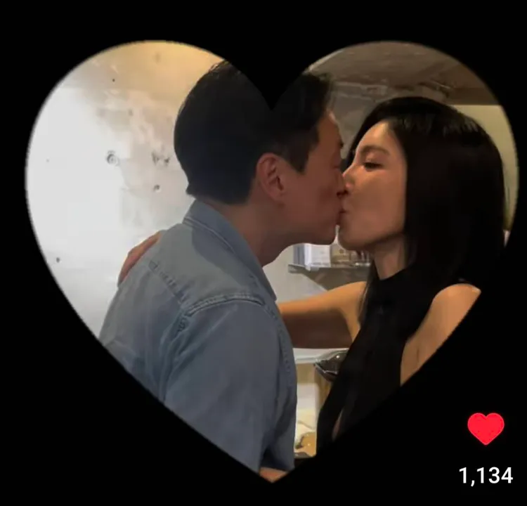 楊謹華和老公甜蜜接吻。翻攝自玩下娛樂影片