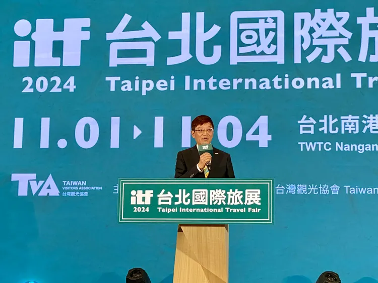 交通部觀光署副署長林信任今（29日）出席台北國際旅展ITF展前活動。莊偉祺攝