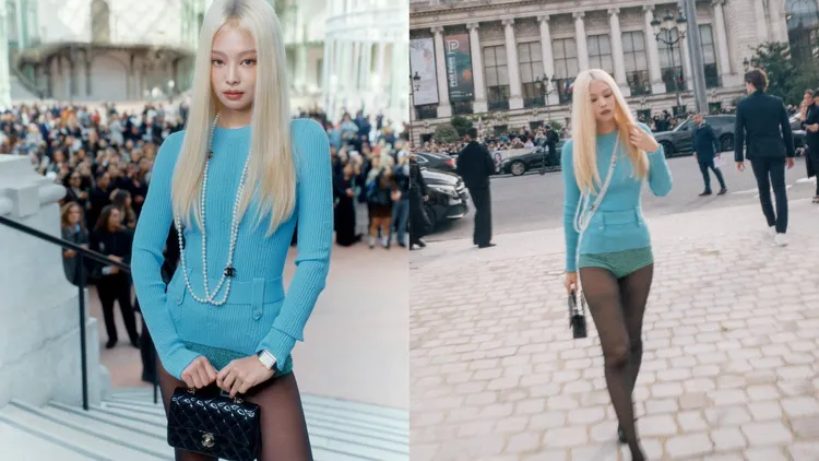 Jennie以金髮辣妹造型，現身香奈兒2025春夏大秀。翻攝IG
