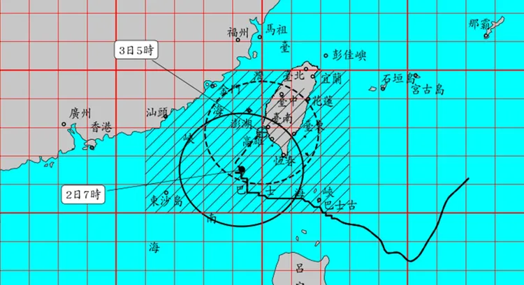 山陀兒最新路徑動態。翻攝中央氣象署