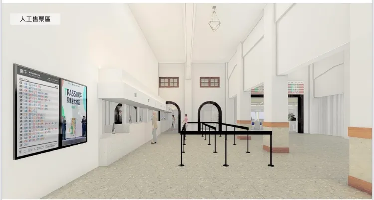 配合台灣設計展，台南車站正進行人工售票處裝修等美化工程。台鐵提供