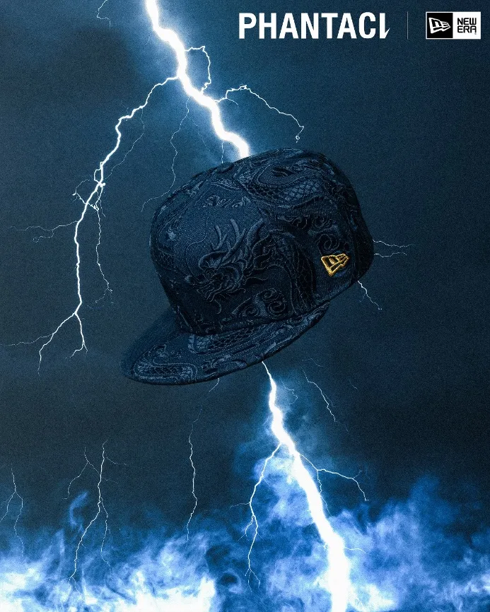 NEW ERA與周董成立的的潮牌PHANTACi推出龍紋帽。品牌提供