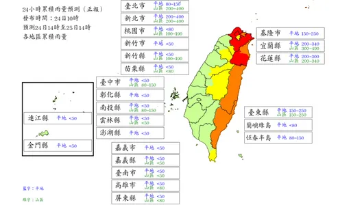 雙北等5縣市將達停班課標準！　最新雨量預估一圖掌握