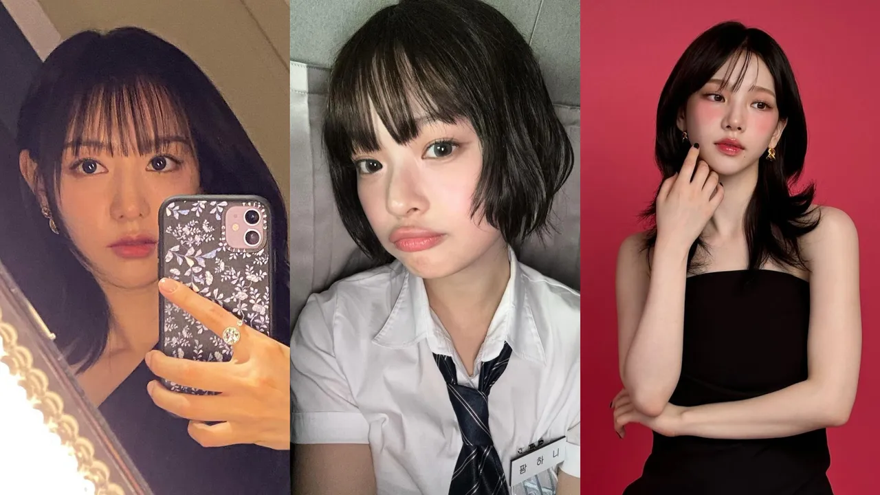 金智媛（左起）、Hanni、Karina示範今年秋冬的大勢髮型。翻攝IG