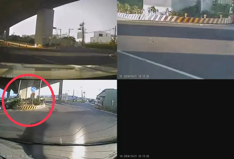 行車記錄器可看到，白色BMW突然違規回轉，黑車閃避不及，隨後就發生撞擊。民眾提供