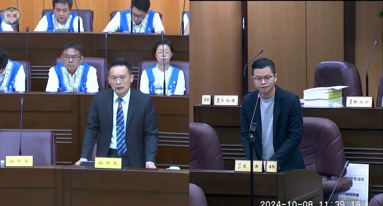 市議員凌濤質詢。桃園市府提供