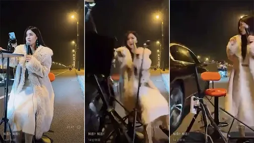 正妹路邊直播「被轎車慢慢撞」 造假?老闆喊冤揭猥瑣男肇因