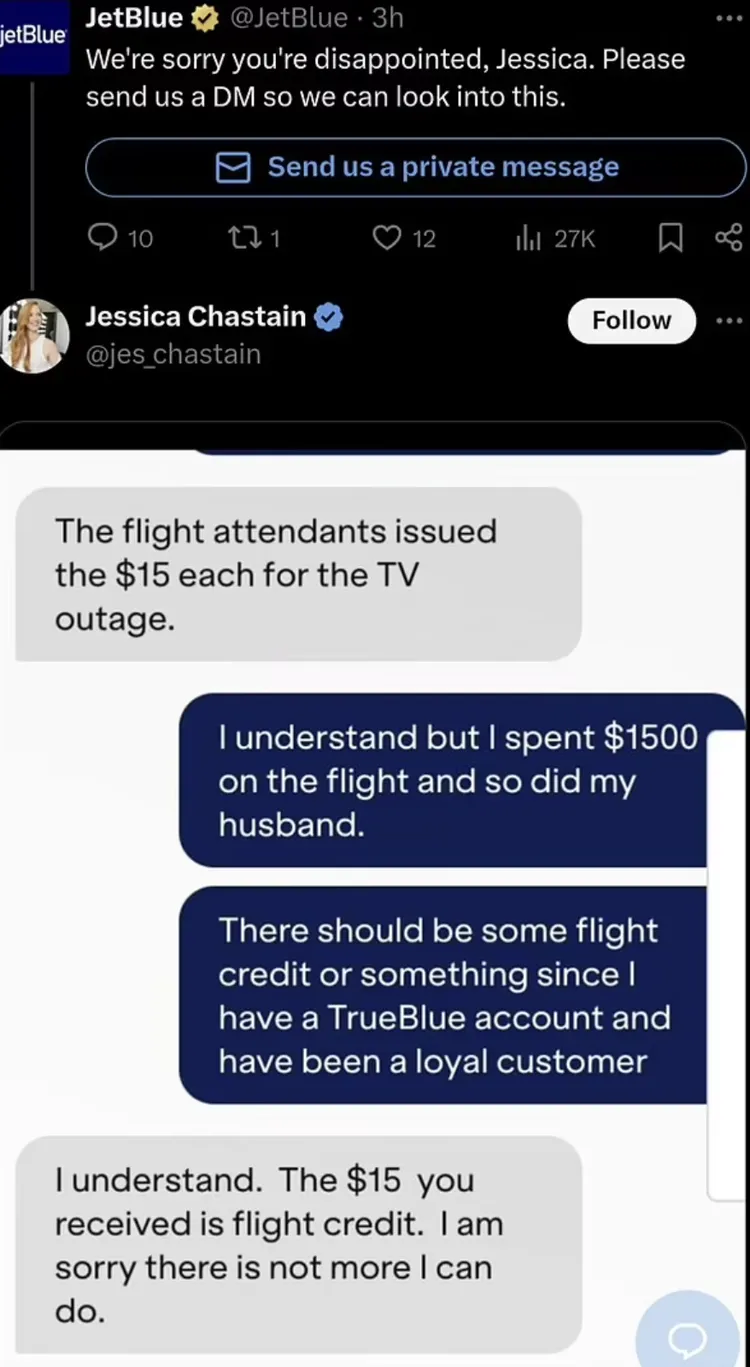 她也把與客服的對話截圖公開。