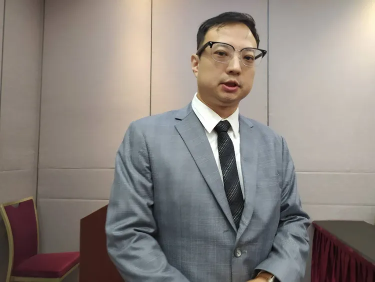 北京巨人公司今改選董事會後，於台北召開記者會，圖為北京恒泰豐新任董事長林禮宏。許麗珍攝