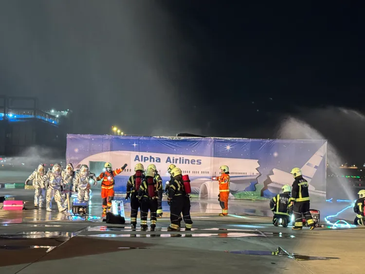 「113年度空難災害防救演習」共有22個單位、200人次參演。桃機提供