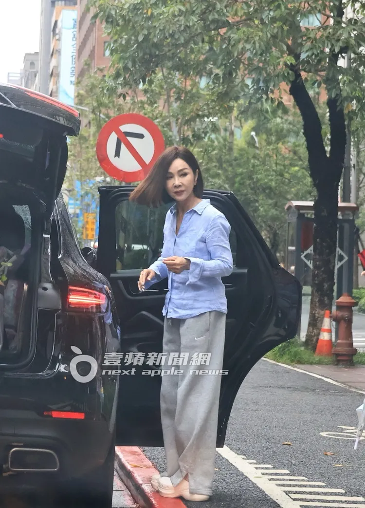 上車前，最美歐巴桑陳美鳳回眸，看上去保養得很好。特勤中心攝