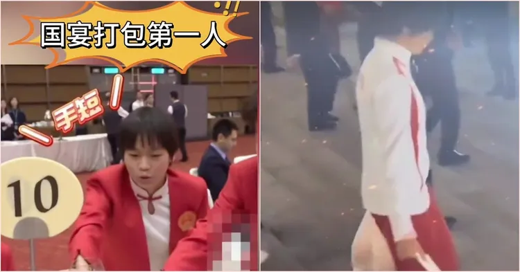 有中國媒體指全紅禪是國宴打包第一人，讓她登上熱搜被網友討論。翻攝自微博