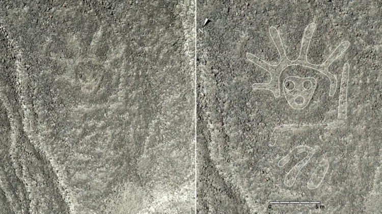 此次更發現一個戴著頭飾的類人類圖案。翻攝自CNN
