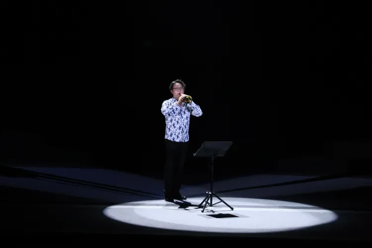 演奏家林子由將嗩吶與台語經典歌曲「追追追」完美融合。彭欣偉攝