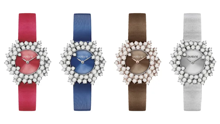DAMIANI Mimosa含羞草系列鑽錶錶盤無鑽款，各85萬元。品牌提供